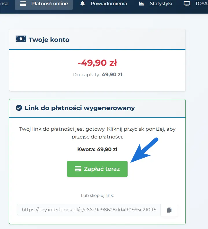 Przycisk Zapłać teraz w eBOK